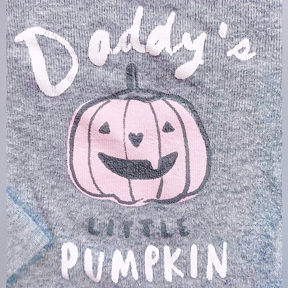 5/$20💥🎃 Halloween Daddy's Little Pumpkin Onesie Bodysuit, Grey Pink, Long Sleeve